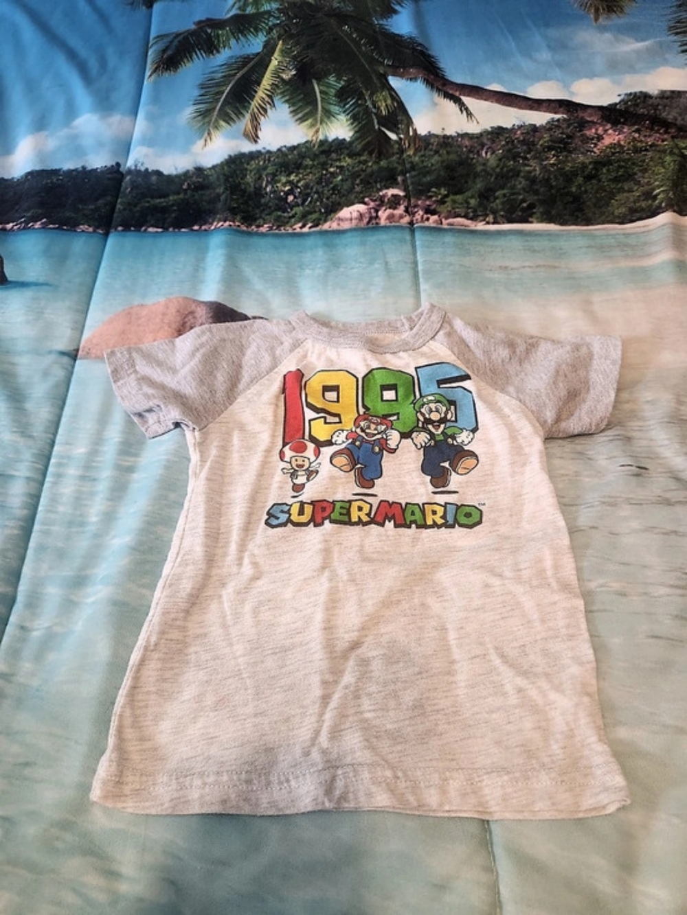 Nintendo Super Mario Toddler 12M Gray Cotton Graphic Crew Neck T-Shirt